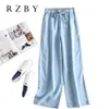 2021 Kobiety Dżinsyjne Spodnie Vintage High Waist Moda Lato Szerokie Noga Kowbojskie Jeans Autunm Proste Bawełniane Dżinsy Spodnie RMBY352 q0801