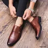 New British Trend Nero Marrone Monk Strap per uomo Casual stampato Oxfords Scarpe da abito da sposa Party Driving Flats Zapatos Hombre