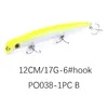 Lure de pesca a lápis Popper 3D Lure 120mm 17g ABS colorido plástico flutuante isca dura com 3 ganchos279n