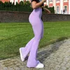 Sweetown Purple Ribbed Joggers Kobiety Dzianiny Flare Spodnie Szczupła Wysoka Talia Spodnie Estetyczne Kobiece Vintage 90S Spodnie dresowe 211006