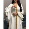 Jalabiya Kaftan Arabic Dress For Women Dubai Turkey Abaya Embroidery Loose Djellaba Muslim Fashion Islamic Clothing White Casual Dresses