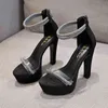 Sandálias 2022 moda nova plataforma de estilo saltos altos luxo strass 13cm sandálias de salto mulheres sapatos verão 220226