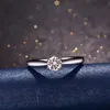 Autentyczne 925 Sterling Silver Pierścionki Okrągły Cyrkonia Diament Diament Dla Kobiet Ślub Oryginalna Biżuteria J-040
