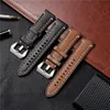 Paski do zegarków Vintage grube paski do zegarków z prawdziwej skóry 18mm 20mm 22mm 24mm zapięcie ze stali nierdzewnej Handmade Watchband akcesoria