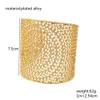Arabic Luxury Gold Color Cuff Bracelets or Women Free Size Hollow Flower Hand Bangle for Bridal Ethnic