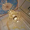 Villa large chandeliers duplex living room long chandelier luxury crystal lamp European big chandelier hotel staircase lamps