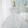 女の子スターちょう結びの王女パーティードレスファースト誕生日ベビードレス春の幼児の結婚式の服子供休日の服S1903