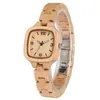 Pure Maple Wood Women's Watch Fashion Square Dial Elegant Wood Bangle For Lady Hidden Clasp Reloj Femenino armbandsur191m