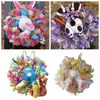 Easter Door Decorations bunny decoratative flowers wreaths rabbit ribbon Hanging Door Wall Welcome Sign for Home and Outdoor Decor ZZA11518