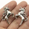 Antique Bronze Silver Cute Unicorn Horse Charms Wisiorek Biżuteria Dokonywanie DIY Handmade Akcesoria 37 * 28mm