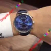 高級クロノグラフ男性腕時計ポルトギーズ青い詳細と革限定腕時計腕時計