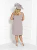 Plus Size Matka Suknie Panny Młodej Rękawy Długość Herbaty Scoop Neck Sukienka ślubna Dress Custom Mothers Groom Suknia z Długą Długą kurtką