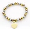 T family – bracelet en acier inoxydable, décoration à la main, cœur de pêche, chaîne de perles rondes, bijoux en acier pour femmes, marque