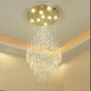 Avizeler LED Kristal Avize Villa Lobi Lounge Yemek Odası Lamba Çift Merdiven Uzun Işık