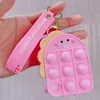 Bulle Fidget Jouets Silicone Porte-Monnaie Porte-clés Bande Dessinée Poupée Pendentif Écouteur Stockage Petit Sac Doigt jouet