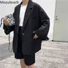 Mozuleva Women Retro Blazer allentato Imposta giacca monopetto Pantaloncini a matita 2 pezzi Abiti da donna per ufficio femminile 211106