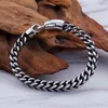 Men Big Size Link Jewelry Braided Leather Stainless Steel Woven Chain Width 8mm Cable Twine Bracelet 23cm