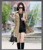 Trench-Coat de printemps pour les femmes Streetwear Collier Collier Double Breasd Black Coats Femme Plus taille 3xl 4xl Femmes Vêtements S83V