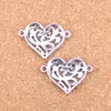 71pcs Antique Silver Bronze Plated heart connector Charms Pendant DIY Necklace Bracelet Bangle Findings 27*19mm