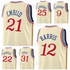 Stampato 75° Anniversario Pallacanestro Maglia Tobias Harris 12 James Harden 1 Joel Embiid 21 Georges Niang 20 Tyrese Maxey 0 Danny Green 14 Uomini Bambini Donne Sport Fans