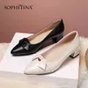 SOPHITINA décontracté en cuir véritable talon carré dames pompes mode papillon noeud chaussures Sexy bout pointu basique femmes pompes SO214 210513