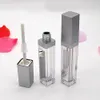 2021 LED Empty Lip Gloss Tubes Square Clear Lipgloss Refillable Bottles Container Plastic Lipgloss Makeup Packaging with Mirror and Light