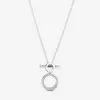 Fine jewelry Authentic 925 Sterling Silver Necklace Fit Pandora Pendant Charm Double Hoop T-bar Love Engagement DIY Wedding Necklaces