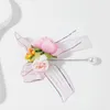 Stile coreano moda femminile maglia pizzo bowknot tessuto fatto a mano fiore rosa spille perni per le donne accessori per gioielli regalo