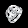 Anéis de casamento por atacado 925 prata esterlina grande círculo duplo círculo redondo tag de zircon pedra para mulheres presente de noivado de garotas Trendy