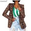 Costumes pour femmes Blazers Blazer Jacket Leopard Print Cardigan manteau Femme Col de revers à manches longues Shif de bureau Suit des femmes Tops de mode