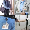 Ovale intrekbare sleutelhanger Badge Reel Nylon String Lanyard Naam Tag Kaart Zwart Badge Reel Houder Clip Voorkom Lost Items 100pcs Lla779