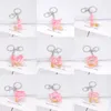 Alfabeto cor-de-rosa Keychain Português Carta Chave Anel Glitter Gradiente Resina Folha De Ouro Artesanato Espelho De Carro Bolsa Charms Presente Acessórios