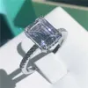 2019 Promise Ring Real 925 Sterling Silver Cushion Cut 8mm AAAAA CZ Stone Statement Party Wedding Band Rings for Women Jewelry Q071756160