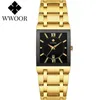 Relogio Masculino WWOOR Gold Black Watch Men Quartz Водонепроницаемые наручные часы для мужчин Мода Квадрат Повседневная Часы Мужская капля 210804