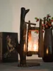 Candle Houders Retro en Nostalgisch Handwerk Huishoudelijke Log Candlestick Outdoor Windlamp Glazen Horse Decoratie