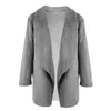 Kvinnors Fur Faux Fashion Long Cardigan Kvinnor Varm kappa Höst Vintertröja Pocket Jumper Streetwear Overcoat Pull Femme Hiver