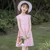 Elder Girls Daisy Pattern Vestido de Verão para Teamentger Flare Manga Ruffles Beach Fresh Chiffon Sundress 210529
