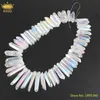 Ca 51pcs / Strand Top Borrad Titanium Rainbow AB Quartz Crystal Graduated Point Loose Pärlor för DIY smycken fynd