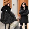 GRELLER Mode Long Manteau d'hiver Femmes Vêtements Doublure de laine Parkas à capuche Slim avec col de fourrure Veste chaude 210913
