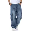 Men's Baggy Multi Pockets Skateboard Cargo Jeans for Men Tactical Denim Joggers Plus Size 30-46 210319