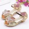 Sandals Children Girls High Heels Summer Kids Little Princess Shoes With Bow Soft Bottom Comfortable Party Fashion