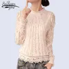 Spring Lace Shirts Long Sleeve White Women Blouse Chiffon Tops for Summer Sexy Top Female 51C 210427