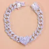 Modehip Hop Crystal Heart-vormige voor Vrouwen Armband Men Miami Cubaanse Link Anklet Chunky Whole Foot Chain Iced Out