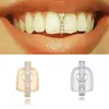 Silver Gold Grillz Dental Grills Crystal Stick Shape Top Teeth Grillz Punk Grills Dental Tooth Caps Rapper Body Jewelry