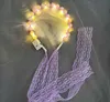 Light Up Pearl Lace Headband Color Changing LED Lights Hairband Glowing Hair Hoop Party Headwear Accessories for Kids Women