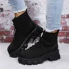 2021 outono inverno novo preto rendas plataforma meias botas casuais de sola grossa martin goth sapatos de salto grosso botas de mujer botte y1018