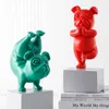 Mooie Yoga Franse Bulldog Statue Resin Figurines Nordic Creative Cartoon Animals Sculpture Children 'Room Decor Crafts 210811