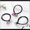 Aessories Baby, Kids Maternity Cute Square Round Ball Beads Anillo para el cabello Cuerda Candy Scrunchie Diadema femenina Banda de goma elástica para mujeres G