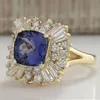 Fedi nuziali Fashion Square Blue Stone Ring Charm Female CZ Jewelry For Women Promise Engagement Accessori da donna Regali