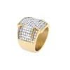 Heren Hip Hop Stones Ring Jewelry Gold Ploated Rhinestone Cross Fashion Stainles Steel Rings for Men